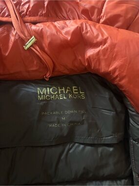 MICHAEL Michael Kors Orange and Black Packable Down Jacket